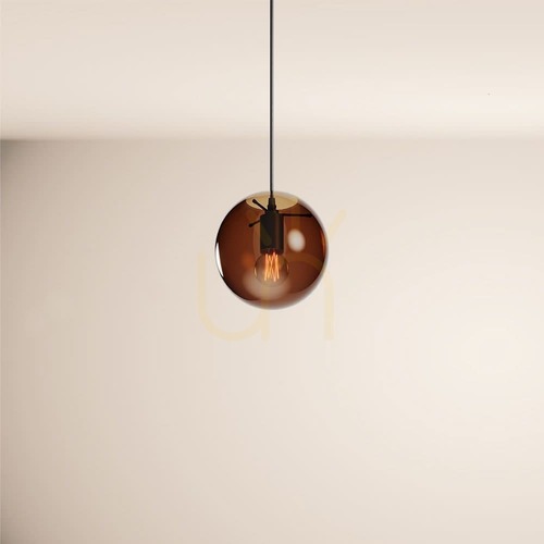Kontrola Lustr s.luce Orb skleněná koule hnědá 20 cm, E27, 500 cm vedení
