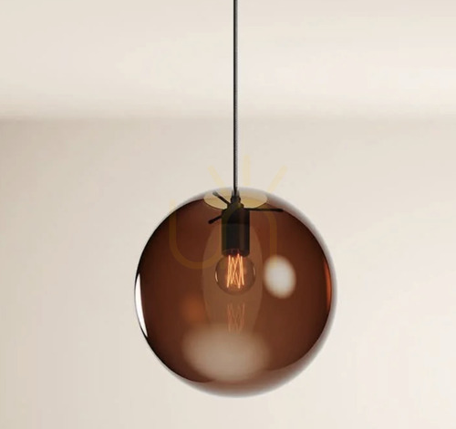 Kontrola Závěsné svítidlo s.luce Orb, skleněná koule hnědá 30 cm, závěs 5 m, E27