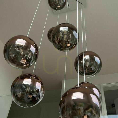 Kontrola Závěsné svítidlo s.luce Orb skleněné koule kouřové 40 cm 500 cm