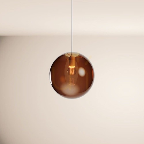 Kontrola Závěsné svítidlo s.luce Orb, hnědé sklo Ø30 cm, bílé zavěšení, E27