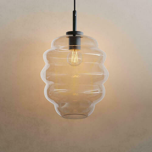 Kontrola Závěsné svítidlo s.luce Echos z čirého skla, 25 cm, E27, černý závěs