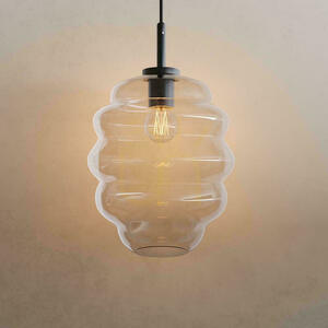 Závěsné svítidlo s.luce Echos z čirého skla, 25 cm, E27, černý závěs small 15