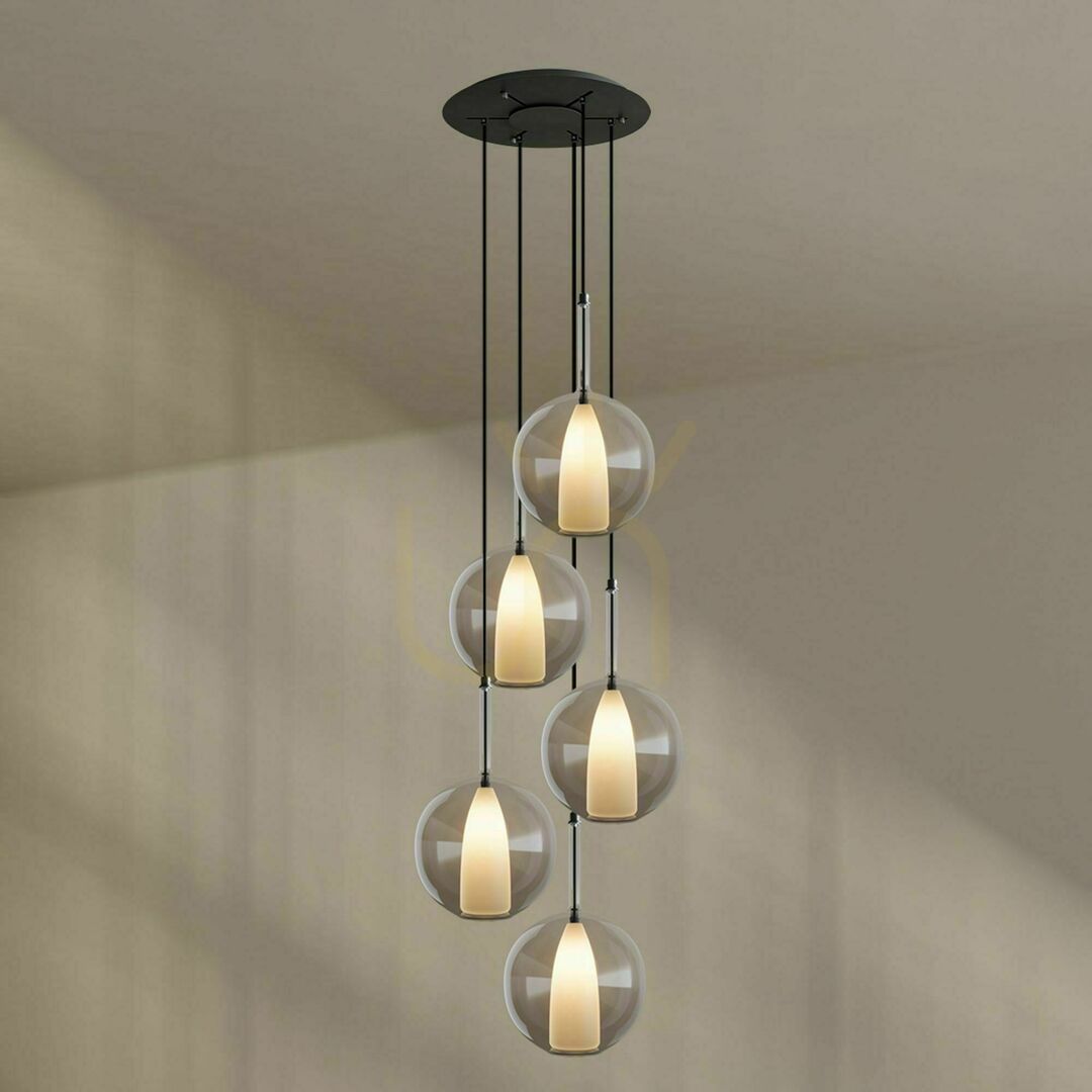 Zobrazit Lustr s.luce Belluna 5 světel kouřové sklo Ø 60 cm Lustr s.luce Belluna 5 světel kouřové sklo Ø 60 cm