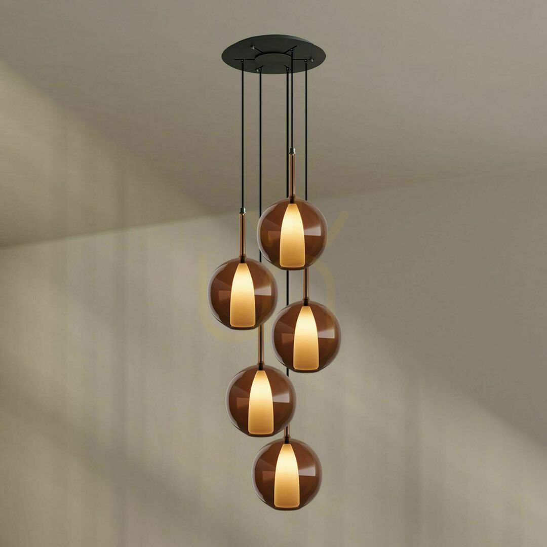 Pohled Lustr s.luce Belluna 5x E14/E27, vícebarevný, Ø 60 cm Lustr s.luce Belluna 5x E14/E27, vícebarevný, Ø 60 cm