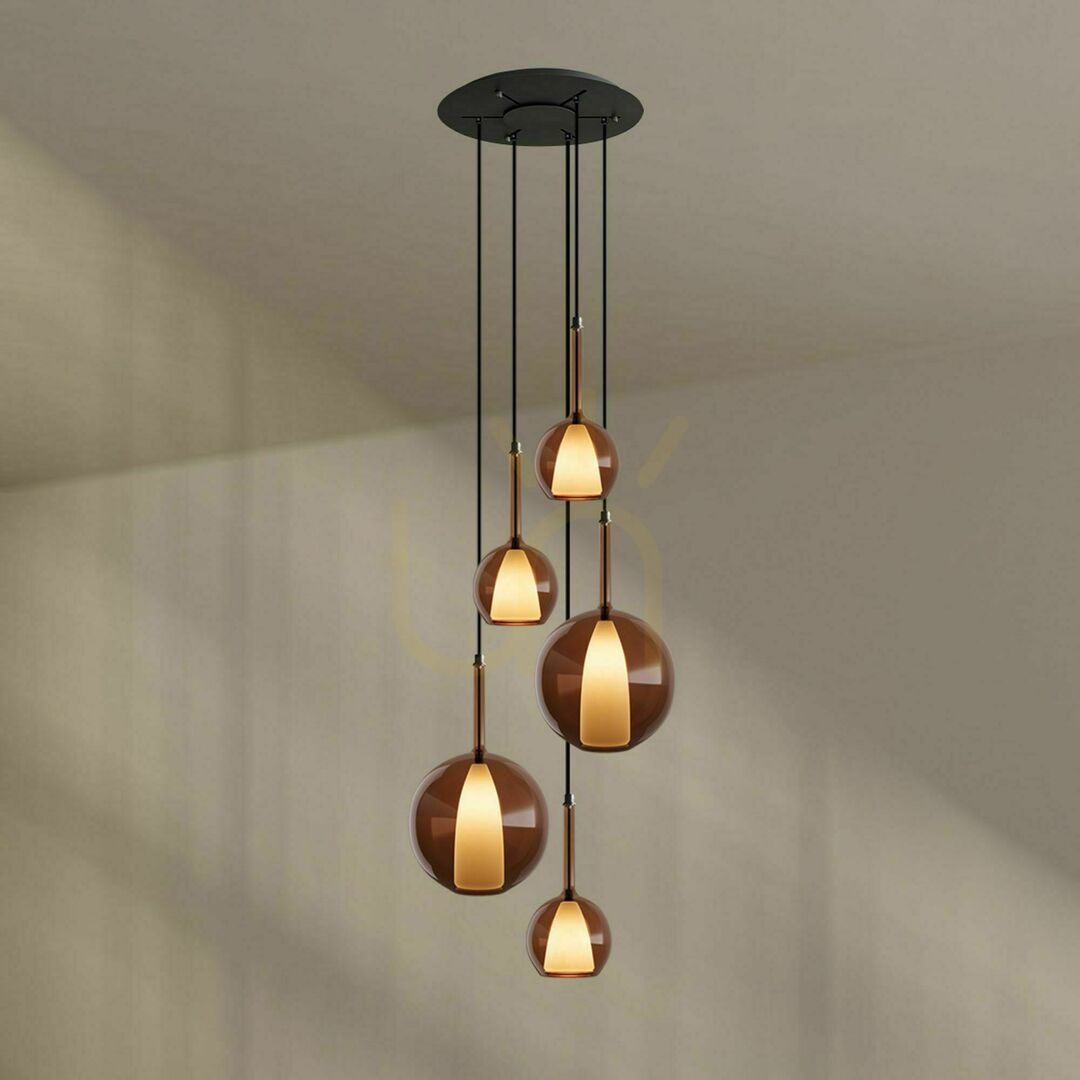 Náhled Lustr s.luce Belluna 5x E14 zakouřený sklo 60 cm Lustr s.luce Belluna 5x E14 zakouřený sklo 60 cm