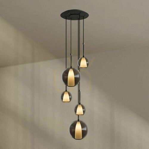 Kontrola Lustr s.luce Belluna, kouřový, 5 světel, Ø 60 cm