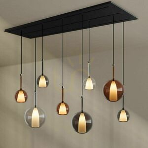 Lustr s.luce Belluna hnědý 8x E14/E27 sklo a kov 150 cm, stmívatelný small 6