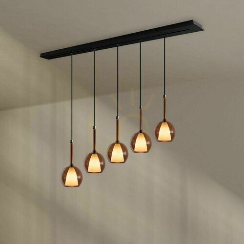 Kontrola Závěsné svítidlo s.luce Belluna 5x E14 hnědé sklo kov pro jídelní stůl