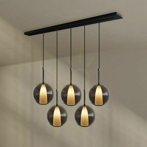 Lustr s.luce Belluna 5x E27 sklo a kov, multicolor, 160 cm baldachýn small 5