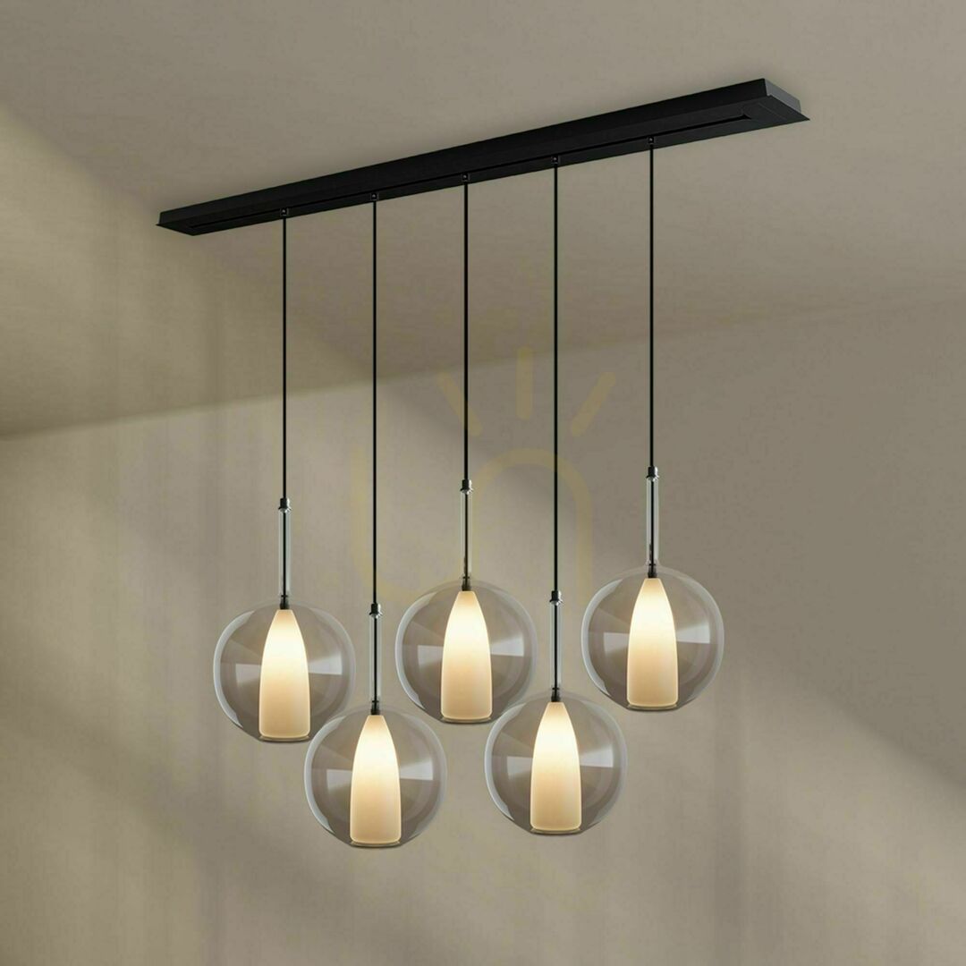 Náhled Lustr s.luce Belluna 5 světel hnědý sklo kov 160 cm nad jídelní stůl Lustr s.luce Belluna 5 světel hnědý sklo kov 160 cm nad jídelní stůl