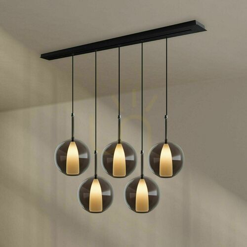Kontrola Závěsné svítidlo s.luce Belluna 5x E27 kouřové sklo, 160 cm baldachýn