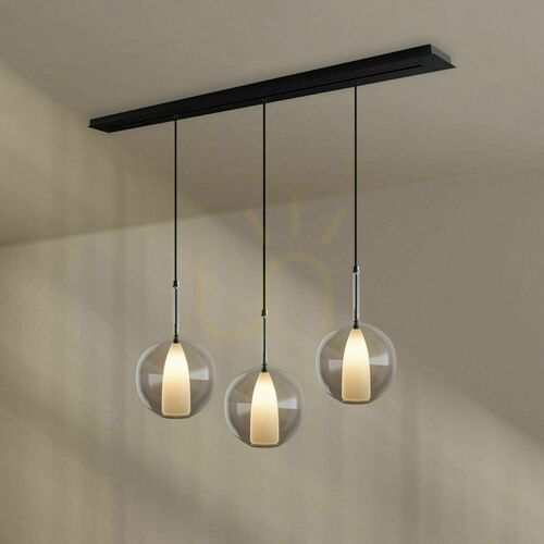 Kontrola Závěsné svítidlo s.luce Belluna 3×E27, čiré sklo, baldachýn 160 cm, stínidla Ø 24 cm