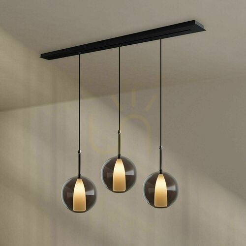 Kontrola Závěsné svítidlo s.luce Belluna 193964, 3×E27, kouřové sklo Ø24 cm