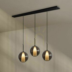 Lustr s.luce Belluna 3x E27 hnědý sklo kov 24 cm small 6