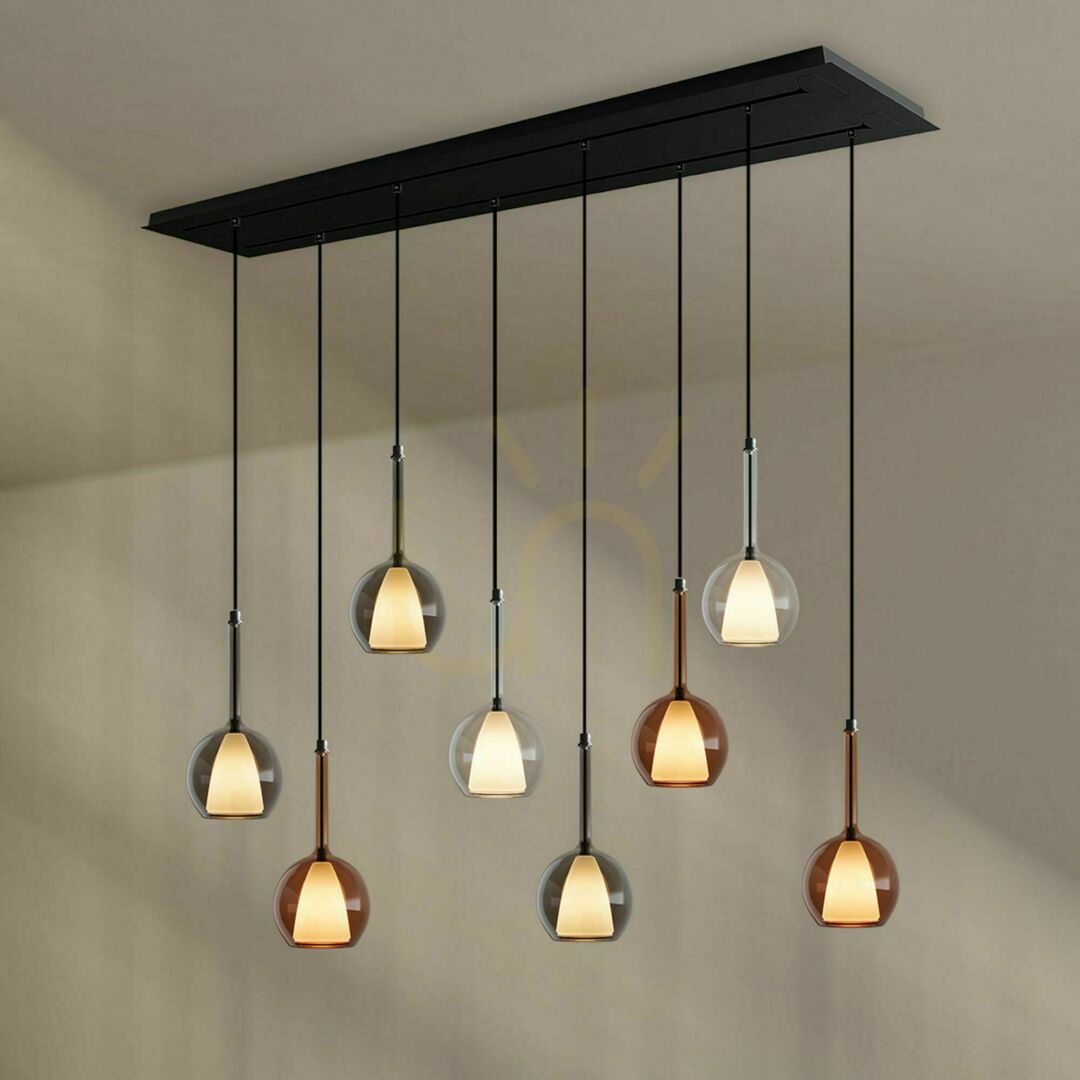 Kontrola Závěsné svítidlo s.luce Belluna 8x E14 sklo a kov, dvouřadé, vícebarevné Závěsné svítidlo s.luce Belluna 8x E14 sklo a kov, dvouřadé, vícebarevné