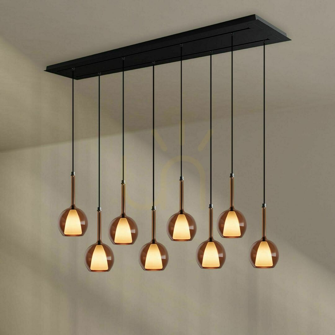 Kontrola Závěsné svítidlo s.luce Belluna 8x E14 sklo a kov, dvouřadé, vícebarevné Závěsné svítidlo s.luce Belluna 8x E14 sklo a kov, dvouřadé, vícebarevné