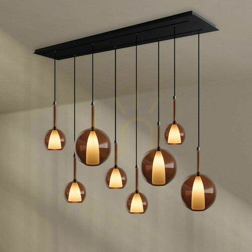 Kontrola Závěsné svítidlo s.luce Belluna 8ramenné, sklo, čiré, 160 cm, dvouřadé