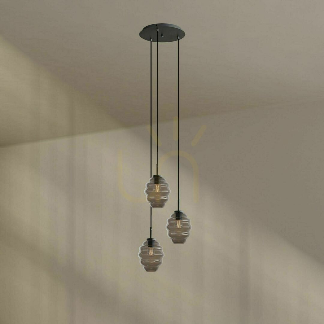 Náhled Lustr s.luce Echos černý 3x E27 sklo/kov, galerie, 40 cm Lustr s.luce Echos černý 3x E27 sklo/kov, galerie, 40 cm