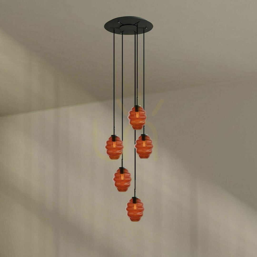 Pohled Lustr s.luce Echos 5ramenný Ø 60 cm, vícebarevný Lustr s.luce Echos 5ramenný Ø 60 cm, vícebarevný