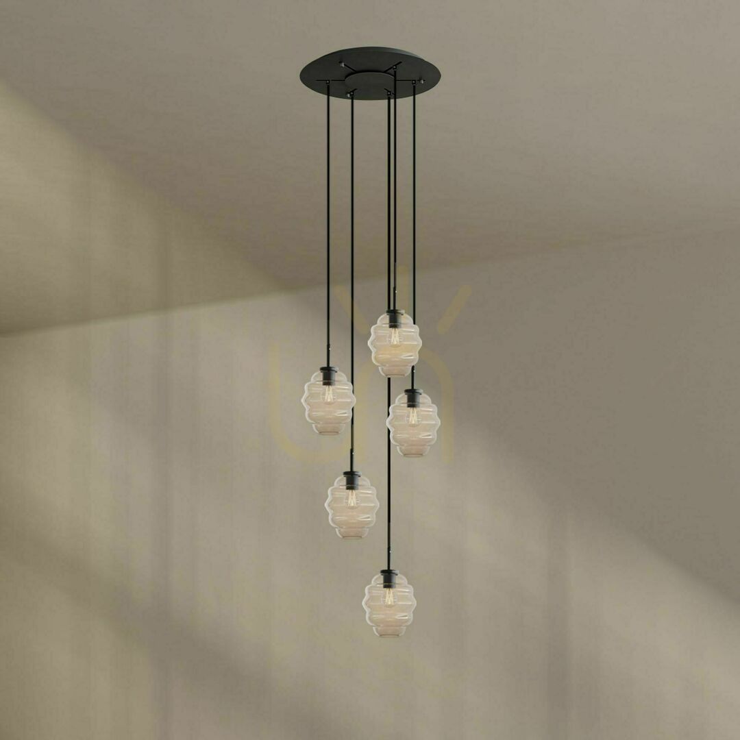 Zobrazit Lustr s.luce Echos 5x E27 hnědý sklo kov 60 cm regulovatelný Lustr s.luce Echos 5x E27 hnědý sklo kov 60 cm regulovatelný
