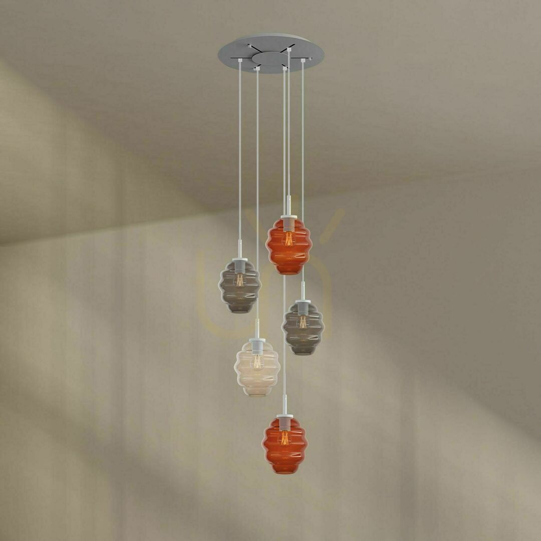 Zobrazit Lustr s.luce Echos 5x E27 hnědý sklo kov 60 cm regulovatelný Lustr s.luce Echos 5x E27 hnědý sklo kov 60 cm regulovatelný