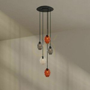 Lustr s.luce Echos 5ramenný hnědý skleněný, Ø 60 cm, E27 small 4