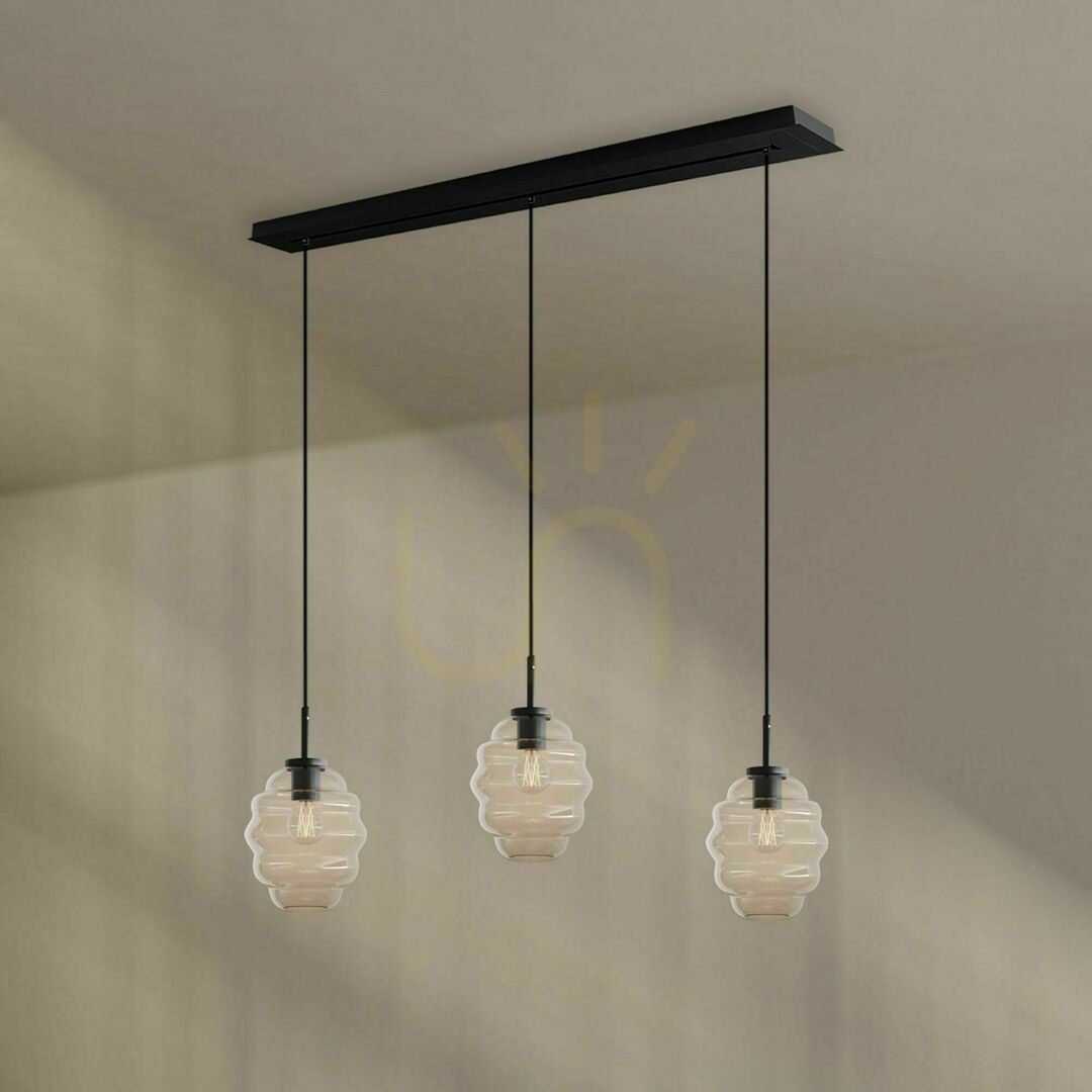 Zobrazit Lustr s.luce Echos 3x E27 hnědý sklo kov, závěsný nad jídelní stůl Ø18 cm Lustr s.luce Echos 3x E27 hnědý sklo kov, závěsný nad jídelní stůl Ø18 cm