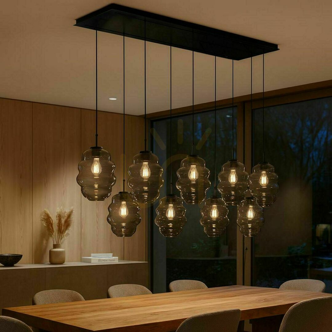 Pohled Lustr s.luce Echos hnědý sklo kov oválný 8 světel Ø 25 cm Lustr s.luce Echos hnědý sklo kov oválný 8 světel Ø 25 cm