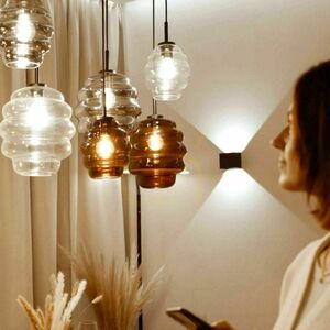 Lustr s.luce Echos bílý 8x E27 sklo/kov Ø 25 cm moderní small 2