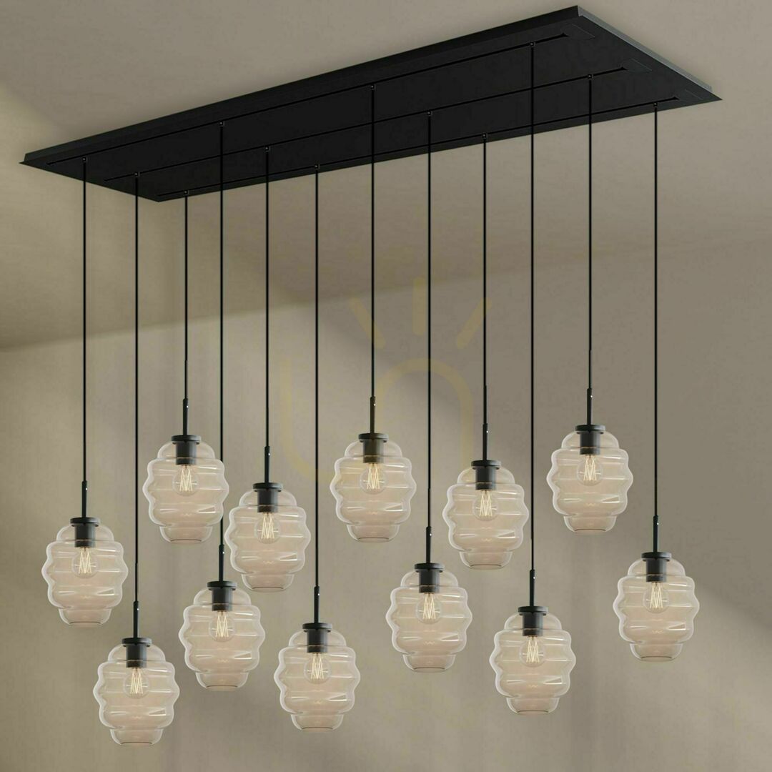 Pohled Lustr s.luce Echos 12ramenný skleněný průhledný Ø 18 cm hnědý to 200 cm Lustr s.luce Echos 12ramenný skleněný průhledný Ø 18 cm hnědý to 200 cm