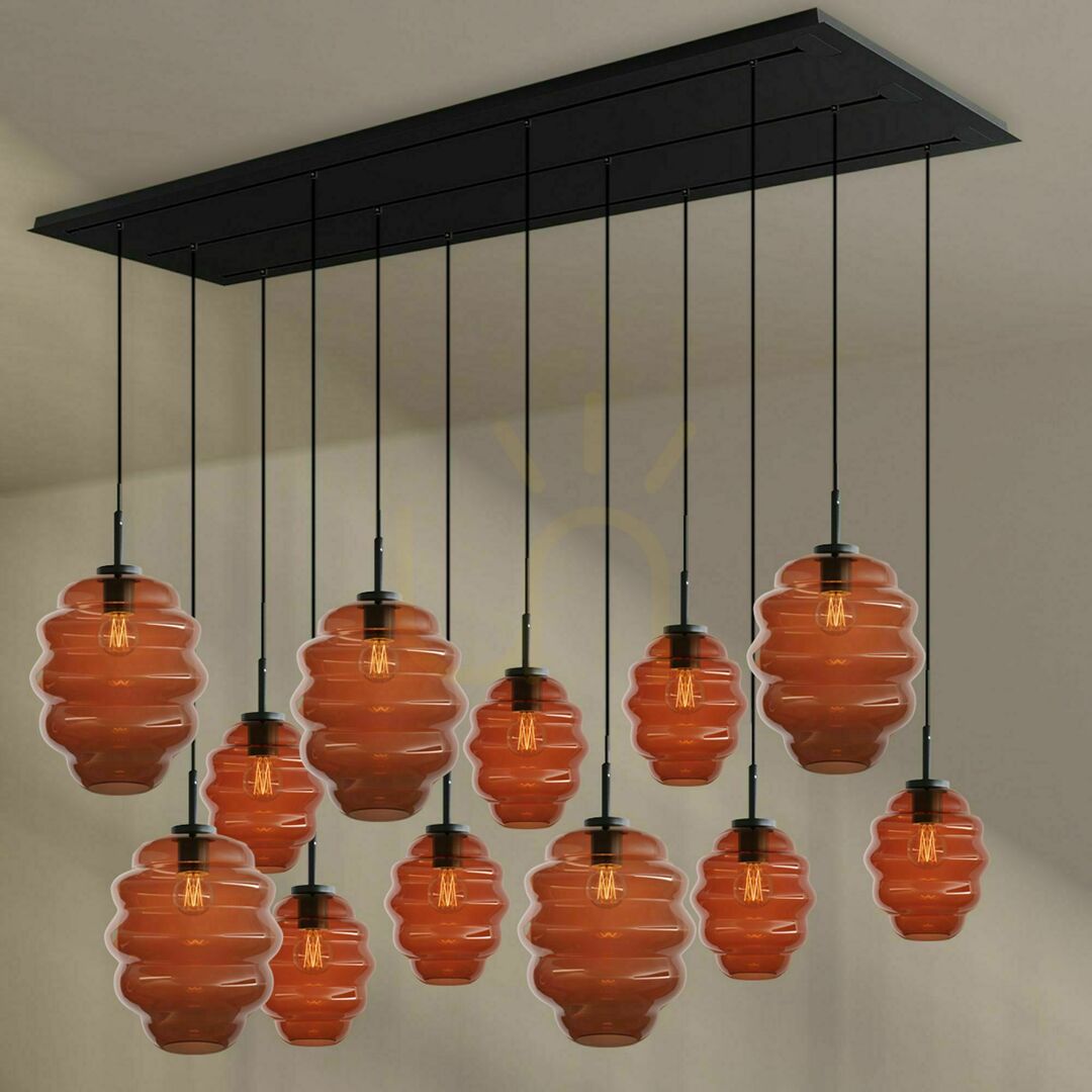 Náhled Lustr s.luce Echos 12ramenný hnědý skleněný do jídelny Ø 18/25 cm Lustr s.luce Echos 12ramenný hnědý skleněný do jídelny Ø 18/25 cm