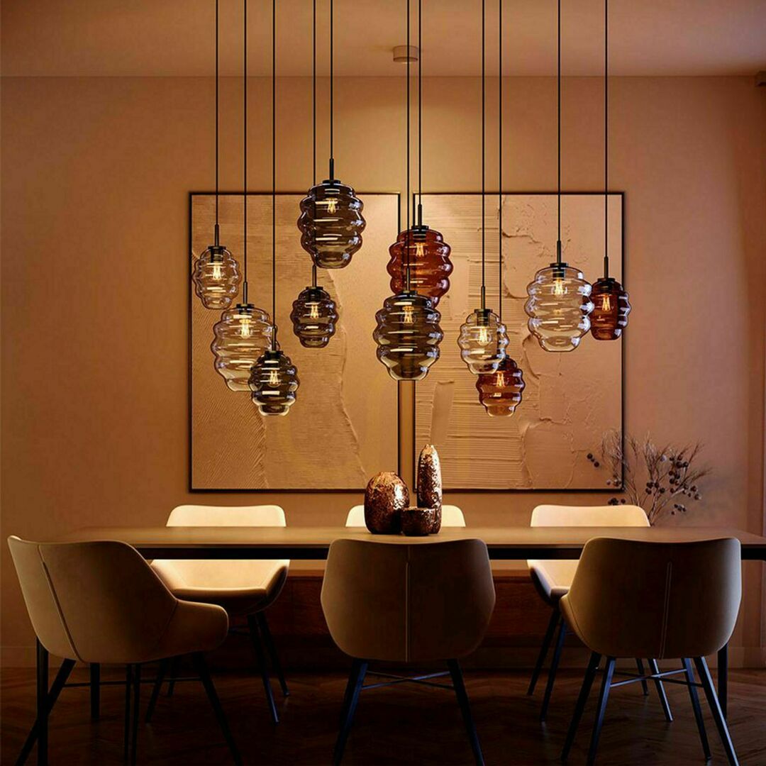 Kontrola Lustr s.luce Echos 12ramenný hnědý skleněný do jídelny Ø 18/25 cm Lustr s.luce Echos 12ramenný hnědý skleněný do jídelny Ø 18/25 cm