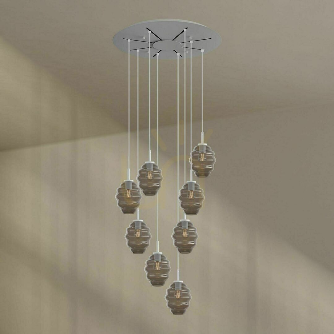 Pohled Lustr s.luce Echos 8ramenný bílý skleněný moderní Ø 80 cm Lustr s.luce Echos 8ramenný bílý skleněný moderní Ø 80 cm