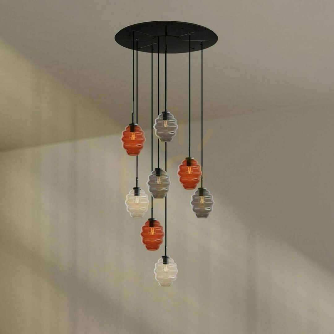 Zobrazit Lustr s.luce Echos 8ramenný vícebarevný Ø 80 cm, stropní kryt Ø 18 cm Lustr s.luce Echos 8ramenný vícebarevný Ø 80 cm, stropní kryt Ø 18 cm