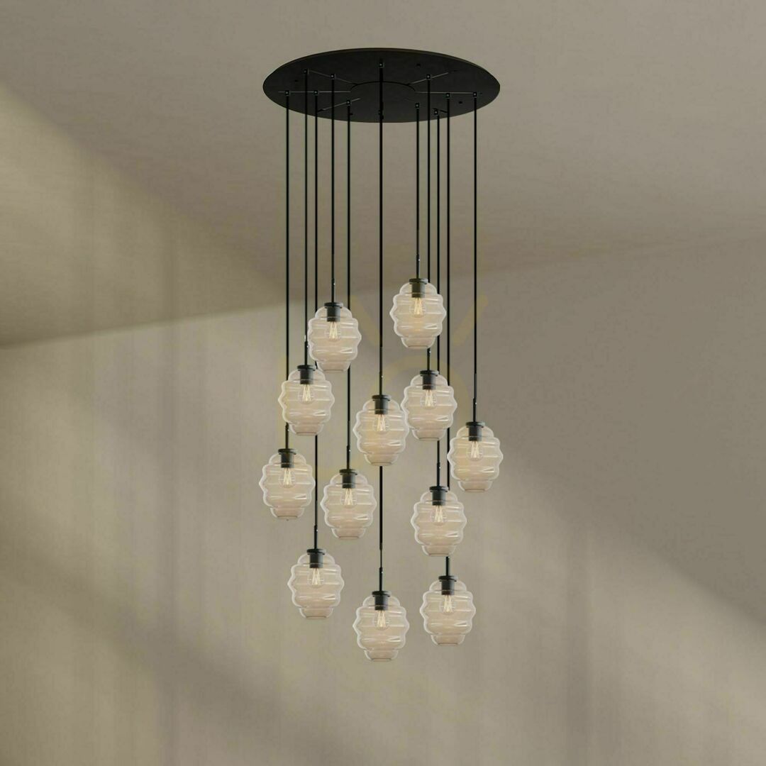 Zobrazit Lustr s.luce Echos 12x E27 černý sklo-kov 80 cm Lustr s.luce Echos 12x E27 černý sklo-kov 80 cm