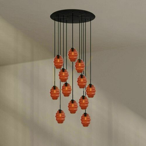 Kontrola Lustr s.luce Echos 12ramenný bílý sklo kov Ø 80 cm