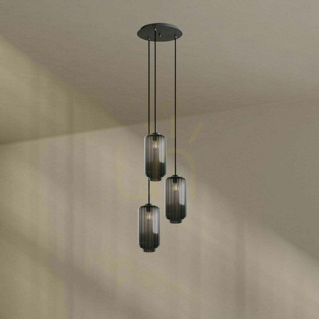 Náhled Lustr s.luce Velo 3x E27 hnědý sklo kov Ø 40 cm Lustr s.luce Velo 3x E27 hnědý sklo kov Ø 40 cm
