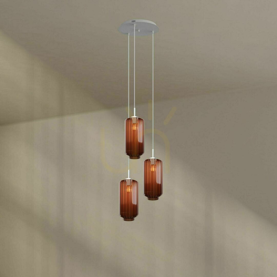 Pohled Lustr s.luce Velo 3x E27 hnědý sklo kov Ø 40 cm Lustr s.luce Velo 3x E27 hnědý sklo kov Ø 40 cm