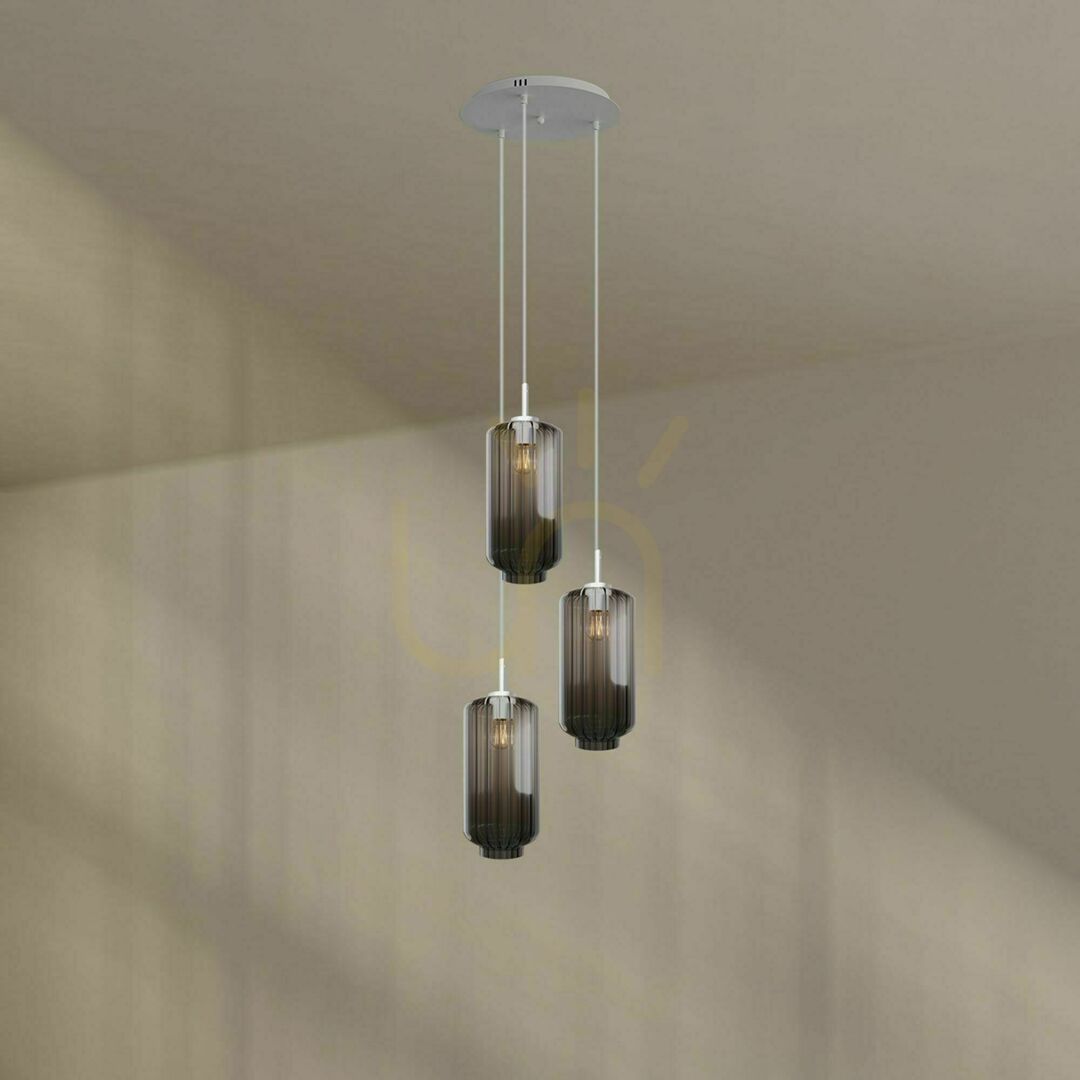 Náhled Lustr s.luce Velo 3x E27 hnědý sklo kov Ø 40 cm Lustr s.luce Velo 3x E27 hnědý sklo kov Ø 40 cm