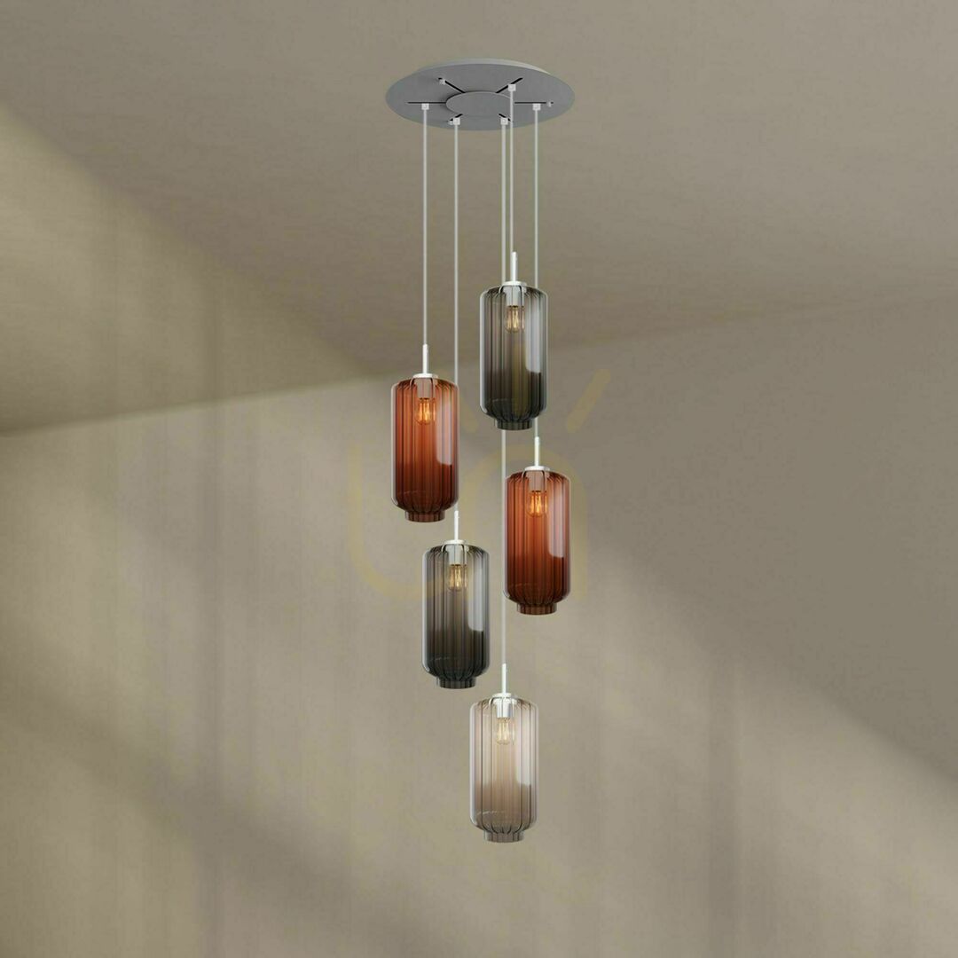 Kontrola Lustr s.luce Velo černý skleněný 5ramenný moderní Ø 60 cm Lustr s.luce Velo černý skleněný 5ramenný moderní Ø 60 cm