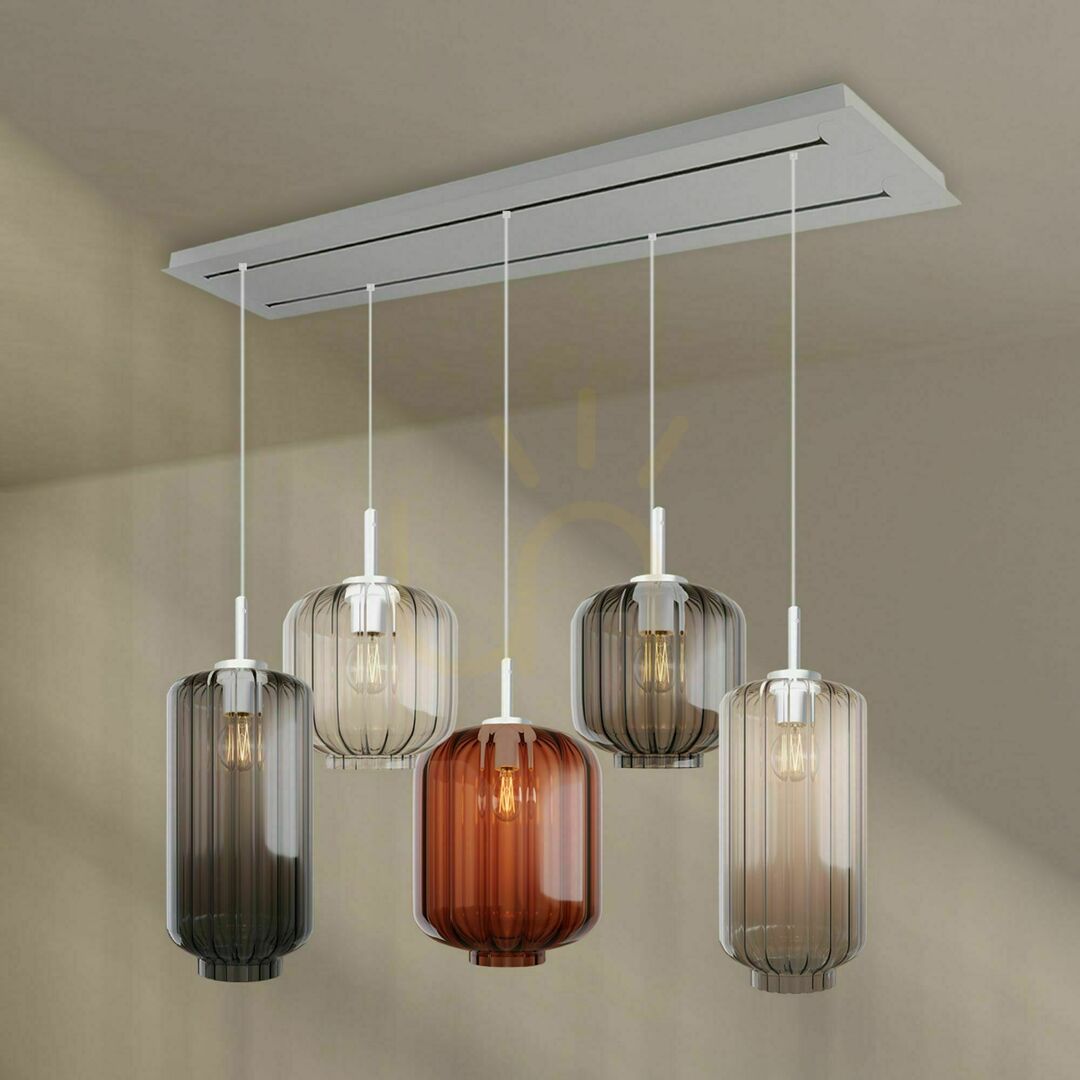 Pohled Lustr s.luce Velo černý 5ramenný skleněný LED do jídelny 160 cm Lustr s.luce Velo černý 5ramenný skleněný LED do jídelny 160 cm