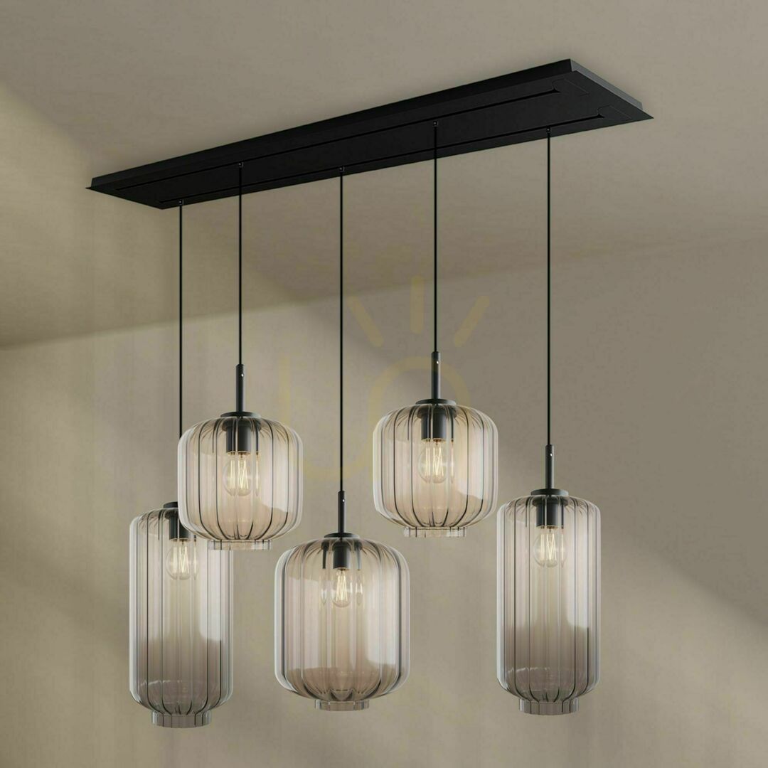 Kontrola Lustr s.luce Velo černý 5ramenný skleněný LED do jídelny 160 cm Lustr s.luce Velo černý 5ramenný skleněný LED do jídelny 160 cm