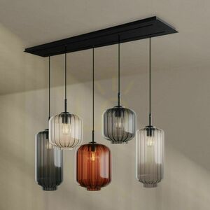 Lustr s.luce Velo černý 5ramenný skleněný LED do jídelny 160 cm 6 Lustr s.luce Velo černý 5ramenný skleněný LED do jídelny 160 cm small 6