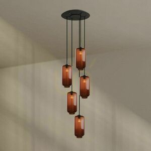 Lustr s.luce Velo 5x E27 hnědý sklo kov Ø 60 cm 1 Lustr s.luce Velo 5x E27 hnědý sklo kov Ø 60 cm small 1