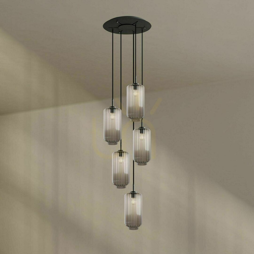 Zobrazit Lustr s.luce Velo 5x E27 hnědý sklo kov Ø 60 cm Lustr s.luce Velo 5x E27 hnědý sklo kov Ø 60 cm
