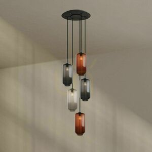 Lustr s.luce Velo pětiramenný hnědý skleněný moderní Ø 60 cm small 5