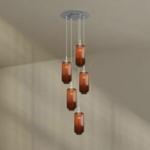 Lustr s.luce Velo pětiramenný hnědý skleněný moderní Ø 60 cm small 7
