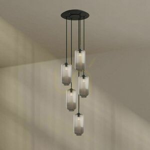 Lustr s.luce Velo 5x E27 hnědé sklo a kov, Ø 60 cm 4 Lustr s.luce Velo 5x E27 hnědé sklo a kov, Ø 60 cm small 4