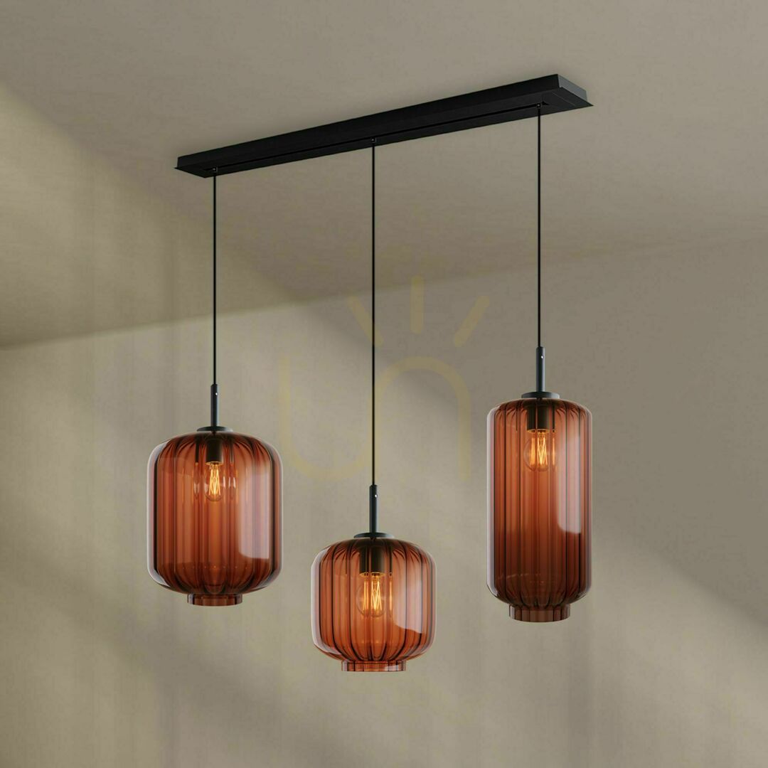Pohled Závěsné svítidlo s.luce Velo 3x E27 sklo kouřově průhledné Ø 18/20/25 cm Závěsné svítidlo s.luce Velo 3x E27 sklo kouřově průhledné Ø 18/20/25 cm