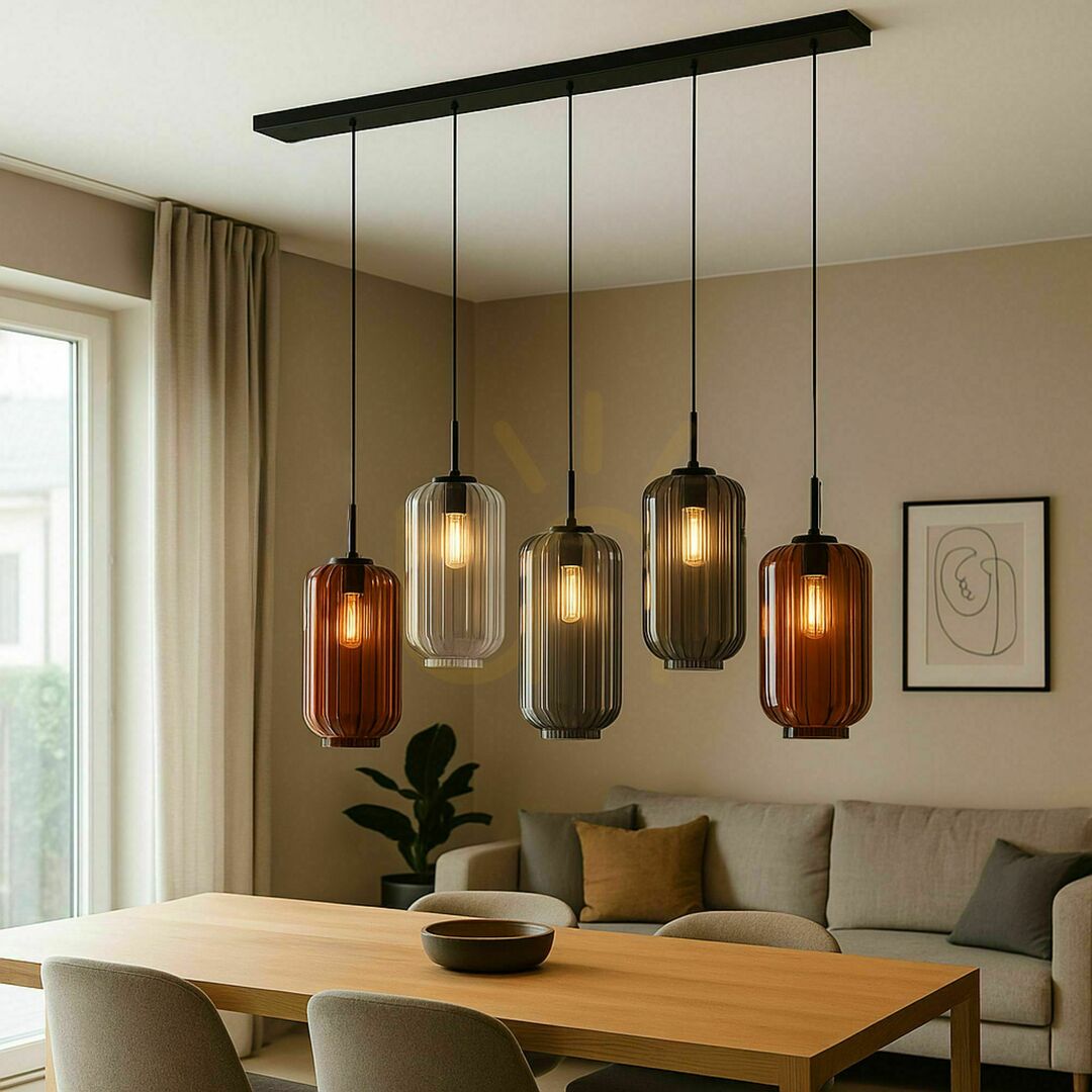 Kontrola Lustr s.luce Velo 5x E27 sklo transparentní Ø18 cm, stmívatelný Lustr s.luce Velo 5x E27 sklo transparentní Ø18 cm, stmívatelný